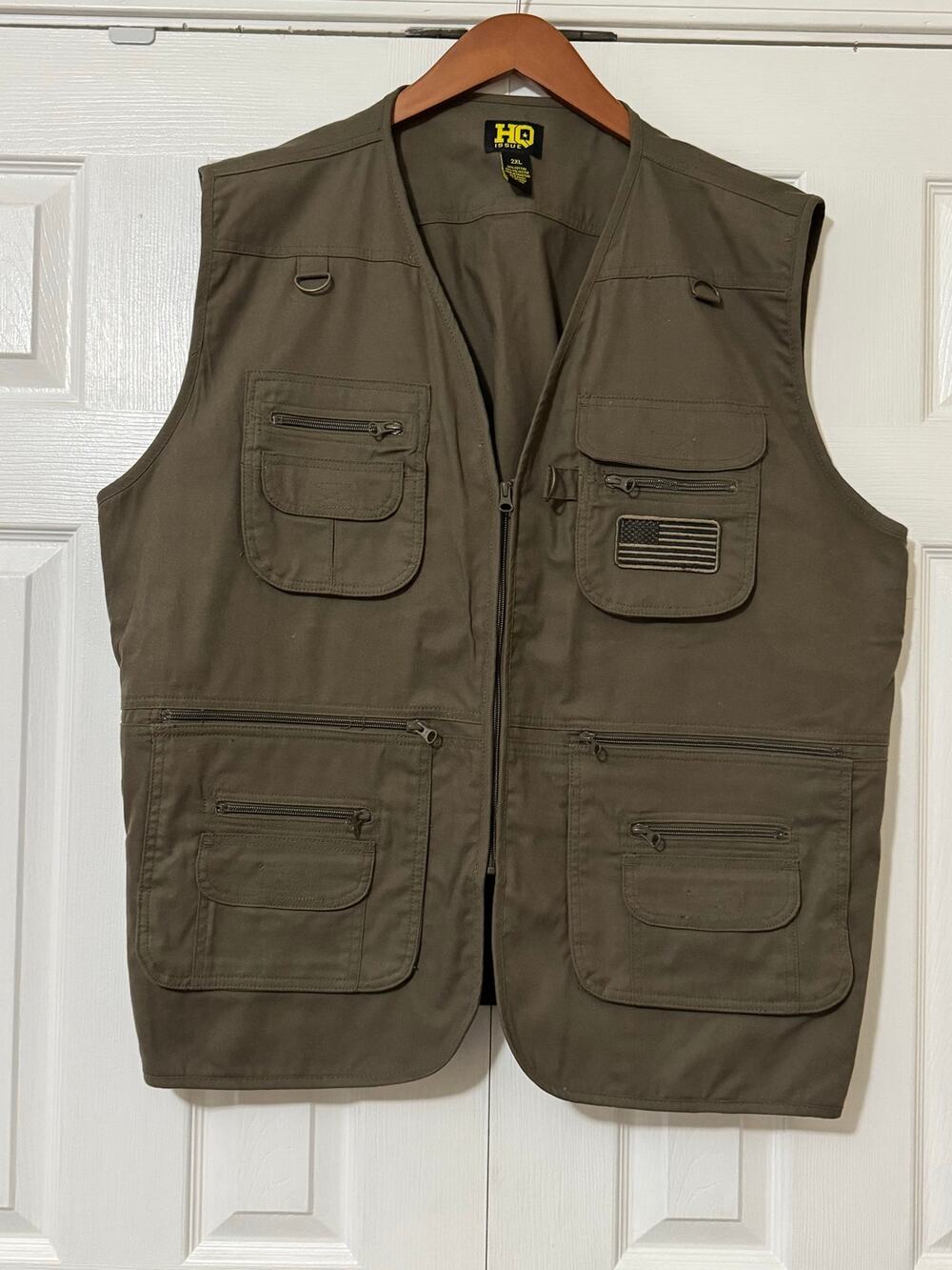 HQ Issue Men's Olive Green Conceal Carry Tactical Vest Hunting Fishing SZ 2XL